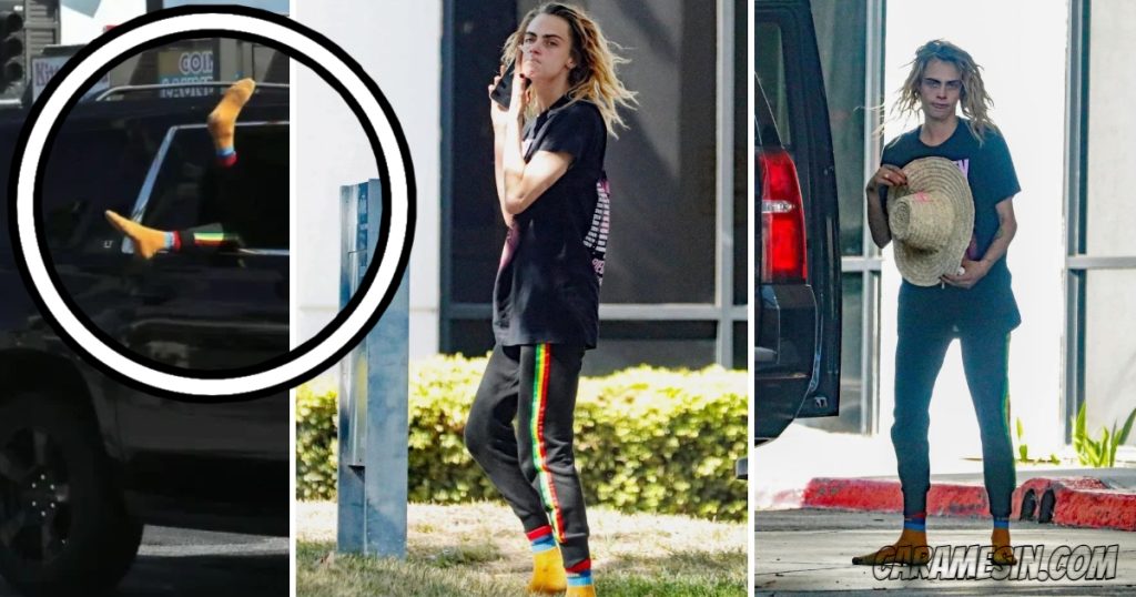 Cara Delevingne Looks Messy, Walks In Socks On Airport Asphalt Arrives ...