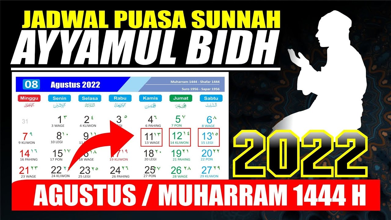 Jadwal Puasa Ayyamul Bidh Rabiul Awal 1444 H Bulan Oktober 2022